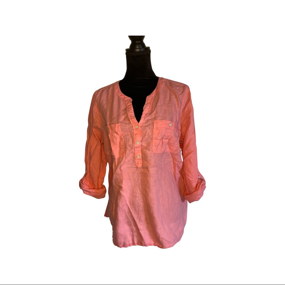 Talbots Salmon Linen Shirt XL